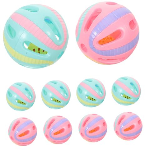 ibasenice 10pièces Balle avec Grelot pour Chat Jouet Interactif pour Chatons Balle à Poursuivre pour Exercice et Jeu Intérieur Couleurs Assorties Couleur Aléatoire