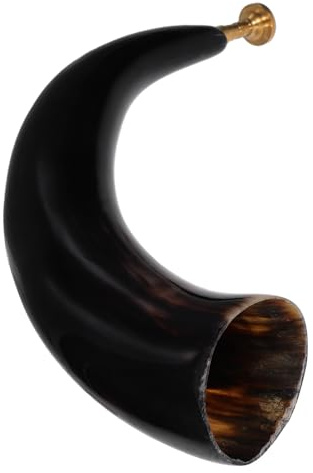 RUNROTOO Cuerno Vikingo y Excelente Proyección de Cuerno de Buey Natural, Ligero y Portátil, Tono Resonante para Cosplay, Fiestas y Halloween