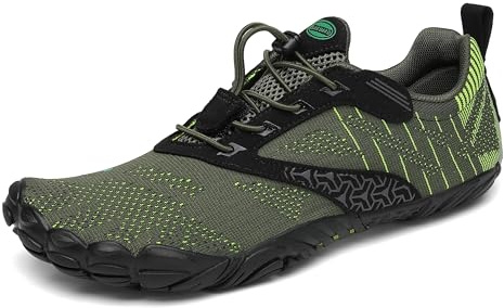 SAGUARO Barfota Skor Dam Herr Trail Löparskor Flexibel Lättvikt Vattensport Skor Halkfri Bekväm Minimalistiska Skor för Gående Fitness Gym Klättrande, Grönt 45 EU