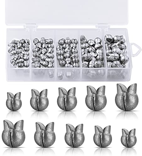 Gejoy 100 Pcs Fishing Split Shot Sinker Kit Removable Round Fishing Egg Weights Sinkers Tackle Set for Fisherman(Stylish Style,Small Size)
