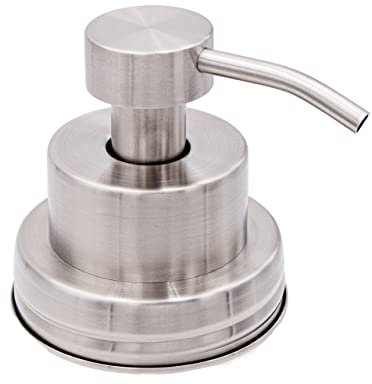Mason Jar Lifestyle Satin/Brushed Stainless Steel Foaming Soap Pump Lid | Hand Soap Dispenser Pump Replacement Lids for Mason Jars (Regular Mouth)