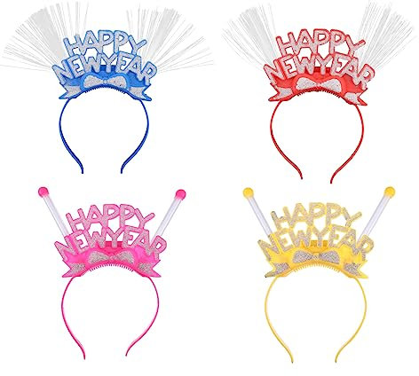 Beavorty Schickes Neujahrs-stirnband Mit Blinkenden Lichtern 4-teiliges Haarreifen-set Für Partys Und Feiern Zufällige Farbe