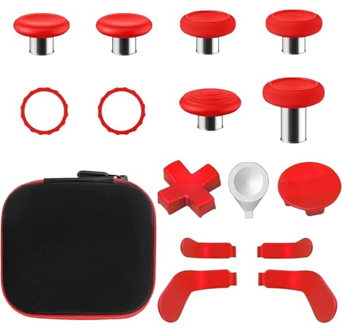 inRobert Ersatz-Daumensticks for Xbox One Elite Series 2 Controller, Magnetische Metall-Joysticks Zubeh?r Kit Kompatibel for Xbox Elite Wireless Controller Series 2 Core (Rot)