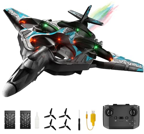 Losbenco RC-Flugzeug 4 CH, Ferngesteuertes Kampfflugzeug mit 3 Modi, Stunt-Rolle, Cooles Licht, F-22 RC Flugzeug Flugbereit, Great Jet Aircraft Geschenk Spielzeug für Jungen Kinder Erwachsene Anfänger