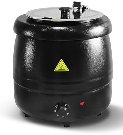 Soup Kettle Elettrico 10L scalda zuppa con coperchio a cerniera e interno rimovibile in acciaio inox fino a 80°C per riunioni domestiche, feste, ristoranti e caffetterie Pentola