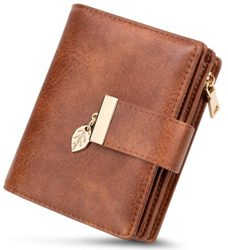 WACCET Geldbörse Damen Klein, Portemonnaie Damen RFID Blockierung PU Leder Große Kapazität Geldbeutel Frauen mit 14 Kartenfächer und Reißverschluss Münzfach