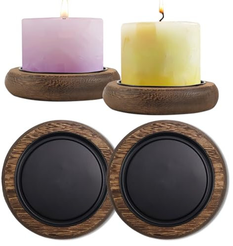 Kerzenständer Kerzenhalter Kerzenteller Kerzenuntersetzer Holz Candle Holder für Stumpenkerzen Taufkerze Hochzeitskerze (2 Stück)