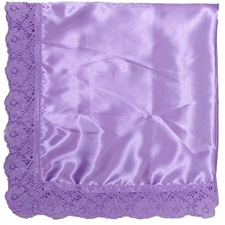 2pc 26'' lap scarf silk feeling fabric lap scarves with lace trims lap handkerchief lap covers lap skirts for women in church (purple)
