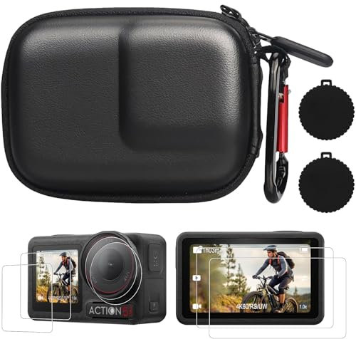 Veftsvy Mini Custodia per DJI OSMO Action 5 Pro/Action 4/Action 3, Accessori Portatili per il Trasporto, Custodia Rigida da Viaggio, con Copriobiettivo in Gomma & Pellicola Protettiva Schermo