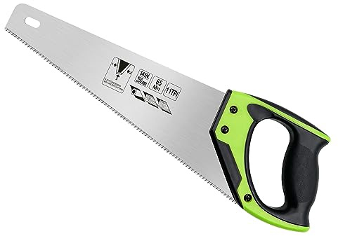 35cm Holz-Handsäge, 11 Zähne pro Zoll (TPI), Universelle Handsäge mit rutschfestem ergonomischem Griff und rostfreier Klinge (Green, 35cm)