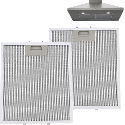 YQBFTC 2 Pack Aluminium Cooker Hood Filter Replacement 305 x 267 mm,Metal Universal Kitchen Extractor Fan Filter,5-Layer Kitchen Hood Grease Filters for Many Leading Brand of Cooker Hood