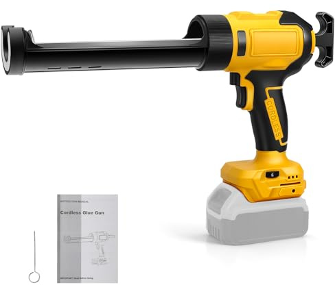 Pistola selladora inalámbrica compatible con batería Dewalt de 20 V (sin batería), pistola de calafateo eléctrica con 6 velocidades ajustables, pantalla digital y luz LED, herramientas de calafateo de
