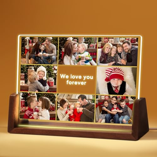 papasgix Personalized Gifts for Women Men, Night Lights Picture Frame, Custom Picture Frames with Photo, Personalized Anniversary Couple Gifts for Boyfriend Girlfriend Birthday Christmas