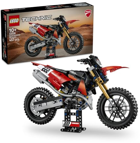 LEGO Technic Ducati Desmo450 MX Factory Modellbyggsats – Leksaksmotorcykel med motor och fjädring – Rumsdekoration för skrivbordet – Present och samlarobjekt för pojkar och flickor från 10 år – 42238