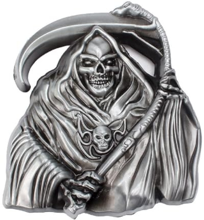 Ticha Zinklegering Skull Bältesspänne Grim Reapen Lie Gotisk Herr Western Cowboy Bälte Tillbehör