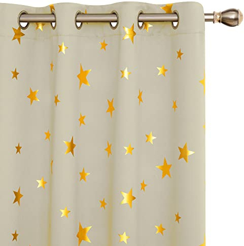 Deconovo 2 Panels Blackout Curtains with Grommet Top for Bedroom 84 Drop x 52 Width Light Beige