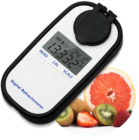 AMTAST Digital Sugar Refractometer 0-90.0% Brix Refractometer Sugar Content Tester with Automatic Temperature Compensation (ATC) Refractometer to Measure Brix & Refractive Index (Model AMR302)