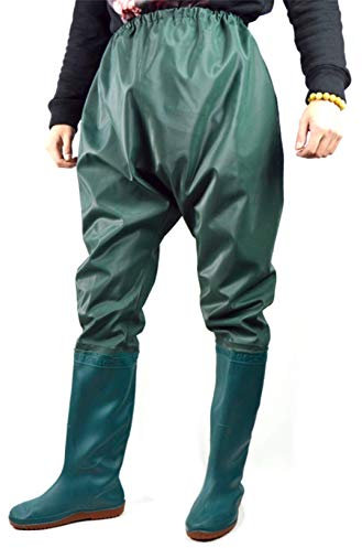 QTDZ Hip Waders Botas Wellington Hombre Mujer Pantalones De Pesca, PVC/Nylon Vadeadores Ligeros Impermeables con Cintura Elástica, 80Cm De Alto Vadeadores Botas De Pesca Botas De Caza,Verde,45 EU