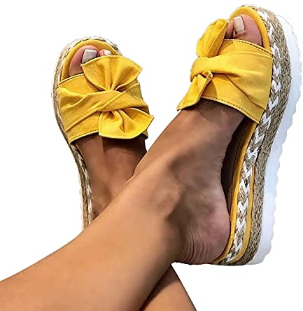 WYCcaseA Sandalias Mujer Verano Planas Sandalias con Lazo Chanclas Punta Abierta Sandalias de plataforma Zapato De Playa Piscina Al Aire Libre Moda Fiesta Bohemias