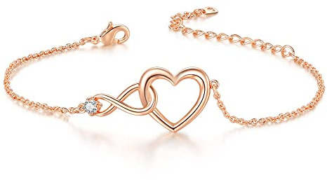 vissen Bracelet Femme Coeur et Infini Plaqué Or Rose Acier Inoxydable Amitié Friendship Bracelet Pour Cadeau femme