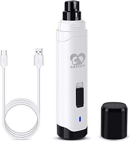 Casfuy Krallenschleifer für Hunde - Professioneller 2-Gang-Elektrisch-Wiederaufladbarer Krallenschneider für Haustiere, schmerzlose Pfotenpflege und -glättung für kleine, mittelgroße Hunde und Katzen