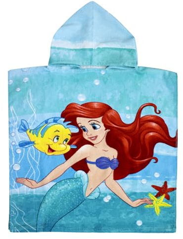 Disney – Poncho de ducha con capucha de algodón «La Sirena» – Multicolor – 50 x 115 cm