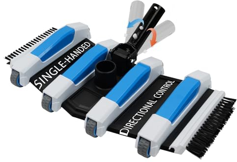 Enhanced Pool Vacuum Head with Direction-Control Swivel Handle Pool Brush Head with Wheels for Vinyl Liner Professional Weighted Pool Vac Cleaner for Inground & Above Ground Pool - Blue