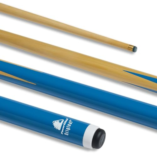 POWERGLIDE Queue de Billard ou Snooker | Original 1 pièce | Tige en peuplier avec Crosse Peinte | Longueur Junior 91,4 cm | Pointe 10 mm | Bleu