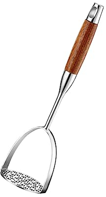 Zerodeko Stainless Steel Potato Masher Pressing Surface and Handle Kitchen Gadget for Beans Vegetables Fruits Avocado Meat Non-deform and Easy to Clean