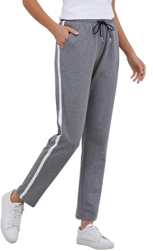 Pantalon Jogging Femme Coton, Pantalons Décontracté de Survêtement Élastique, Sweatpants Ladies Joggers, Pantalon de Sport Training Yoga et Fitness