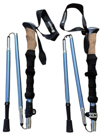 GETORIUM Bâtons de randonnée et de Trekking Pliables réglables : Lot de 2, idéal pour l'alpinisme, Le Trail et Les Voyages en randonnée (Bleu)