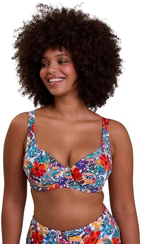 Sans Complexe - Modèle Curaçao - Haut de Maillot de Bain - Femme - 105E - Imprimé Tropical Multicolore