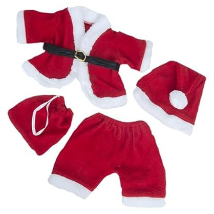 Plush Gear Santa Claus Christmas Outfit for 6-10 inch Plush Toys, Complete Holiday Costume with Hat, Red Coat, Pants, Boots, and Belt, Festive Dress-Up Apparel for Stuffed Animals and Soft Toys