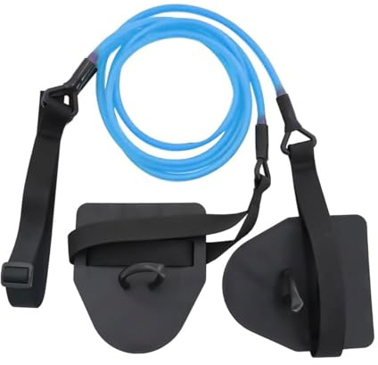 Laroal Allenatore di nuoto terrestre con pagaie per le mani, corda di resistenza, fascia elastica staccabile per il fitness, per migliorare la forza delle braccia (blu, 40 libbre)