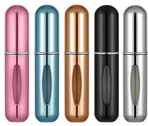 5PCS Travel Mini Bottle Set, 5ML Refillable Perfume Leak Proof Spray Bottle, Easy to Refill Empty Atomiser Bottle, Portable Women Outdoor Activities Holiday and Business Handbag and Luggage Pocket