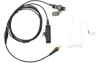 AXTGBHL Walkie Talkie hörsnäcka, passar Motorola LP1010, CLP1040, 2-vägsradio med akustiskt rör, 2 kablar, Mic PTT