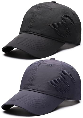 TAGVO 2er-Pack Baseball Cap Herren Dame-Atmungsaktive Schnell Trocknende Sommerkappe mit Breitem Schirm für Outdoor Sport