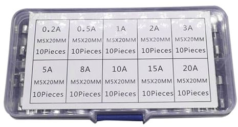 Set di fusibili in vetro professionali, 5 x 20 mm, 100 pezzi