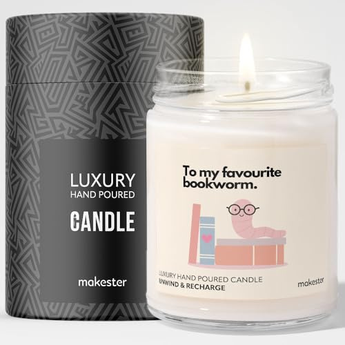 Gift for Book Lover - Luxury Soy Wax Candle - Vanilla, Jasmine, Sugared Almond - Makester