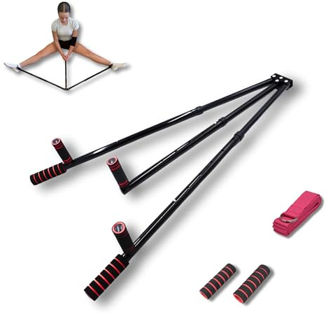 3 bar Leg Stretcher - Abductor Stretch - Adjustable for Kids and Adults - Flexibility Training for Martial Arts, Yoga, Ballet, MMA. Split and Groin Flexibility - Bonus Strap to Boost Range of Motion.