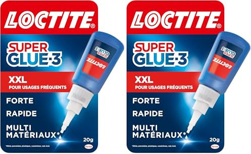 Loctite - Super Glue-3 XXL (1 flacon de 20 g) – Colle forte grand format pour usages fréquents – Colle liquide à séchage immédiat – Solution adhésive transparente multi-matériaux