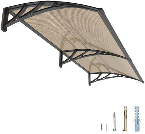 GUANSU-CN Marquise de Porte Exterieur 150x80 cm, Auvent de Porte d'entrée en Polycarbonate Anti-Pluie & Anti-UV pour Terrasse, Balcon & Patio