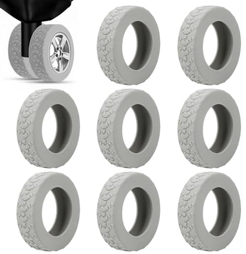 Funda Protectora para Ruedas de Equipaje 8 Pcs Gris Fundas Ruedas Maletas,Protector de Rueda de Reducción de Ruido Antipolvo y Arañazos