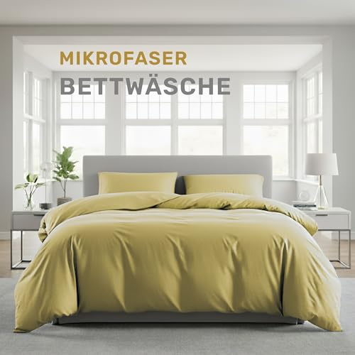 Lavea® Sängset i mikrofiber med påslakan 155x220 + 2 örngott 80x80 cm – Mjuk, andningsbar och OEKO‑TEX-certifierad – Beige