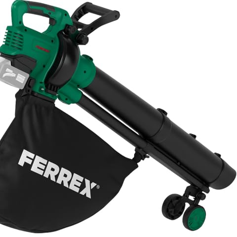 Ferrex 40V Akku-Laubsauger & Laubbläser mit Fangsack – 3-in-1 Blasen, Saugen & Zerkleinern – Ohne Akku & Ladegerä