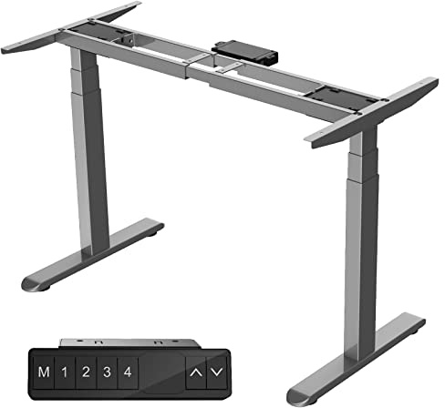 AIMEZO Estructura de escritorio regulable en altura con 2 motores, estructura de mesa eléctrica con altura regulable, escritorio con sistema anticolisión, control de memoria, gris