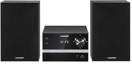 Blaupunkt MS9BT Micro impianto stereo con lettore CD Bluetooth Radio FM USB AUX 20W RMS Sistema audio compatto con altoparlanti Equalizzatore telecomando e sveglia per la casa