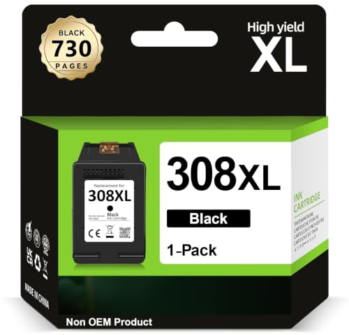 ECOINKO 308XL svart – 730+ sidor, kompatibel med original HP 308 bläckpatroner svart, 308 XL för HP Envy 6100e 6120e 6122e 6132e 6152e 6520e 6530e 6532e Deskjet 2910 2920 2921 2 2 2 922