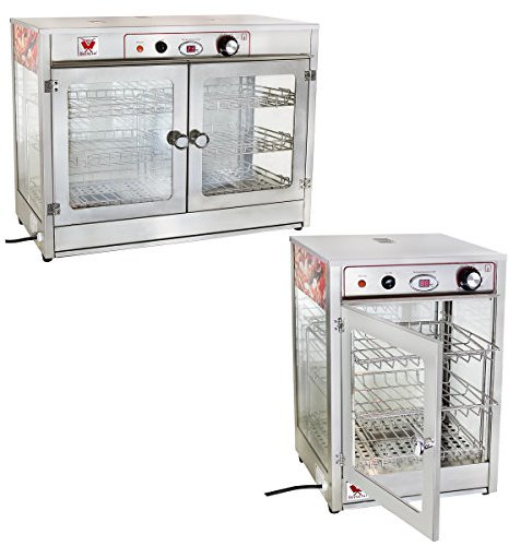 Beeketal 'BHT-1' Profi Gastro Heiße Theke Warmhaltevitrine aus Edelstahl mit Beleuchtung, Krümelschublade und 3 herausnehmbaren Korb Einsätzen, 30-80 °C stufenlos einstellbar mit digitaler Anzeige