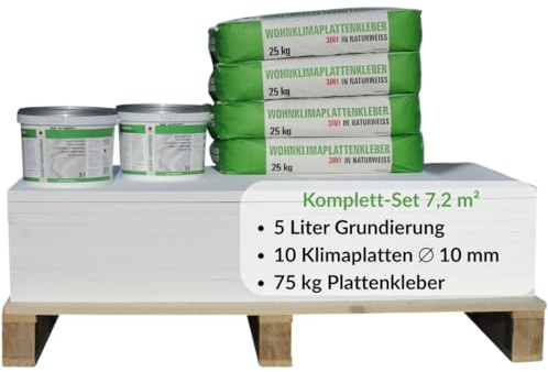 Klimaplatte 10mm Calciumsilikat Dämmplatte für innen | Kalziumsilikatplatten gegen Schimmel & Feuchtigkeit | nachhaltige Dämmung & Isolierung für Keller, Feuchtraum, Altbau, Wohnraum | Set für 7,2 m²